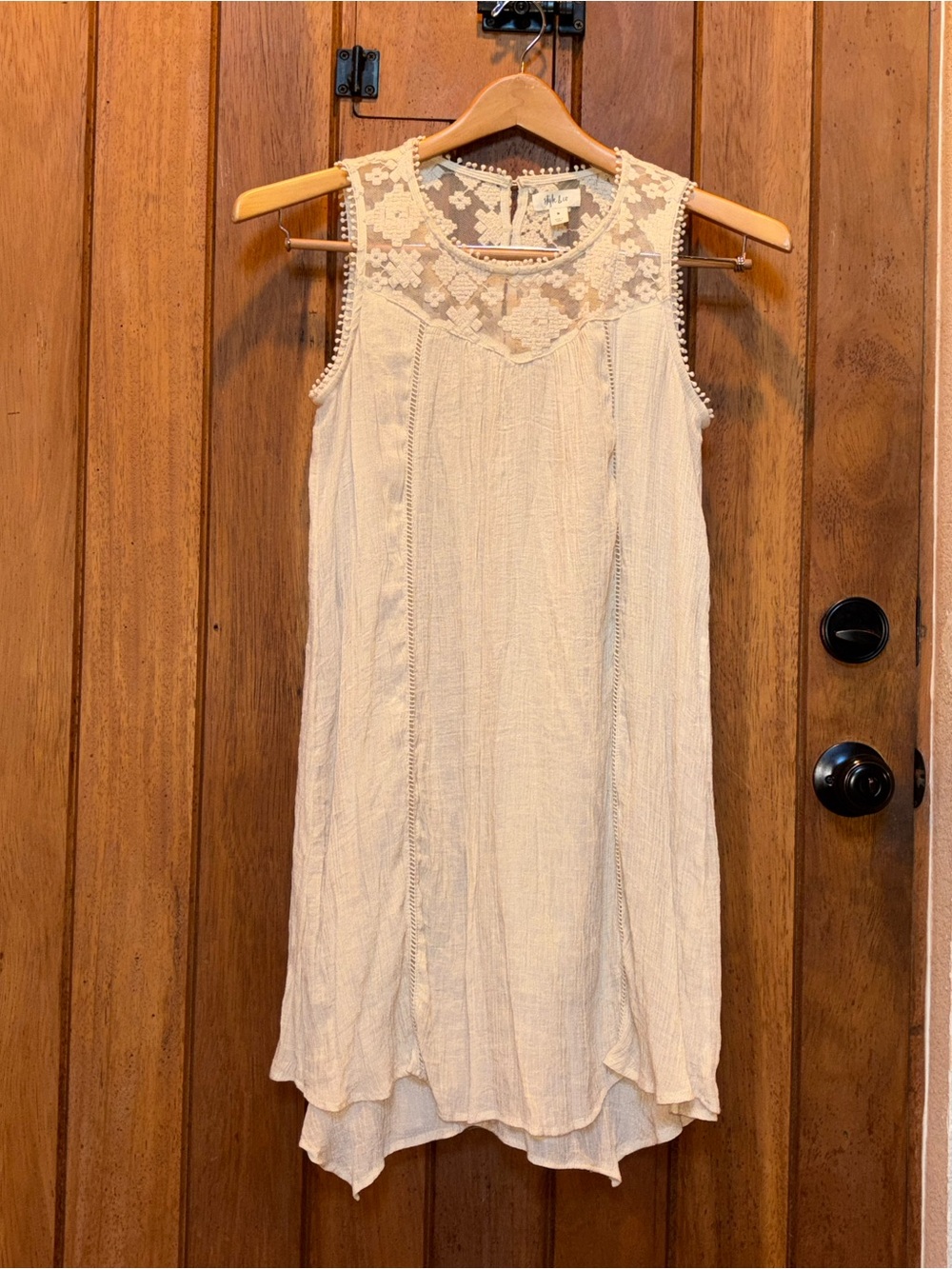 Style & Co. Ivory Embroidered Crochet Yoke Dress